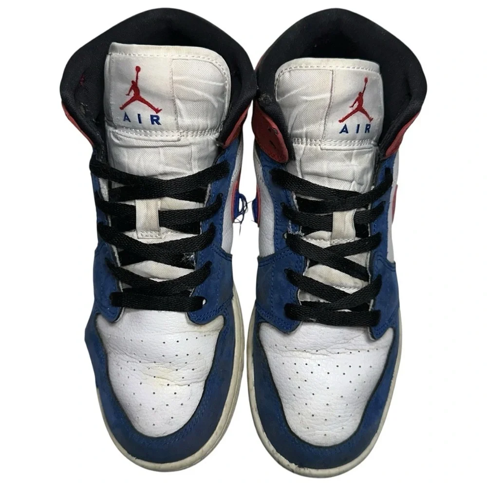 Nike Boys Size 5.5 Red White Blue Air Jordan 1 Mid SE Basketball Shoes Sneakers